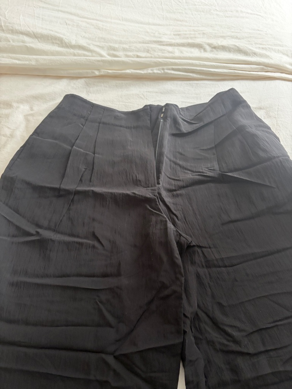 Massimo Dutti Black Pleated pants with Front Zip